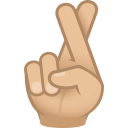 Crossed fingers: medium-light skin tone :fingers_crossed_tone2: 🤞🏼